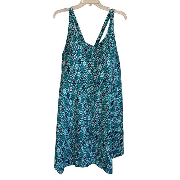 d&co Beach Women’s Swim Dress with Sewn in Bikini/ Sewn In Bra Blue Green 26W - Picture 1 of 10